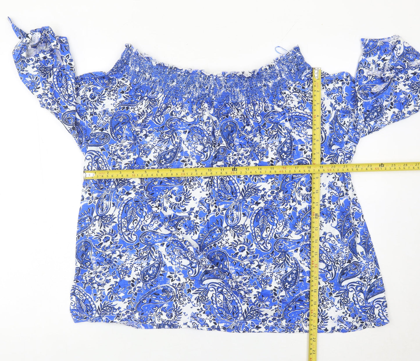 Next Women’s Blue Paisley Off Shoulder Blouse UK 16