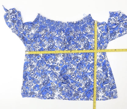 Next Women’s Blue Paisley Off Shoulder Blouse UK 16
