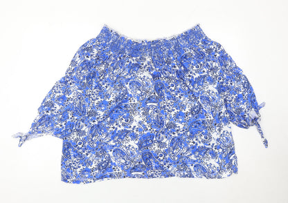 Next Women’s Blue Paisley Off Shoulder Blouse UK 16
