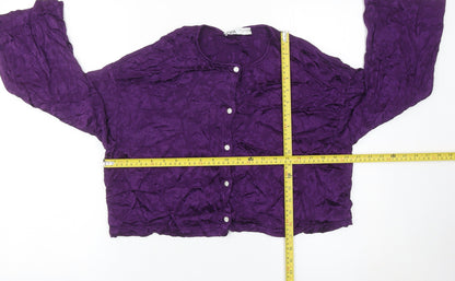 Zara Women Purple Cropped Blouse Long Sleeve Size 12