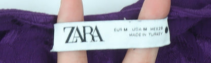 Zara Women Purple Cropped Blouse Long Sleeve Size 12