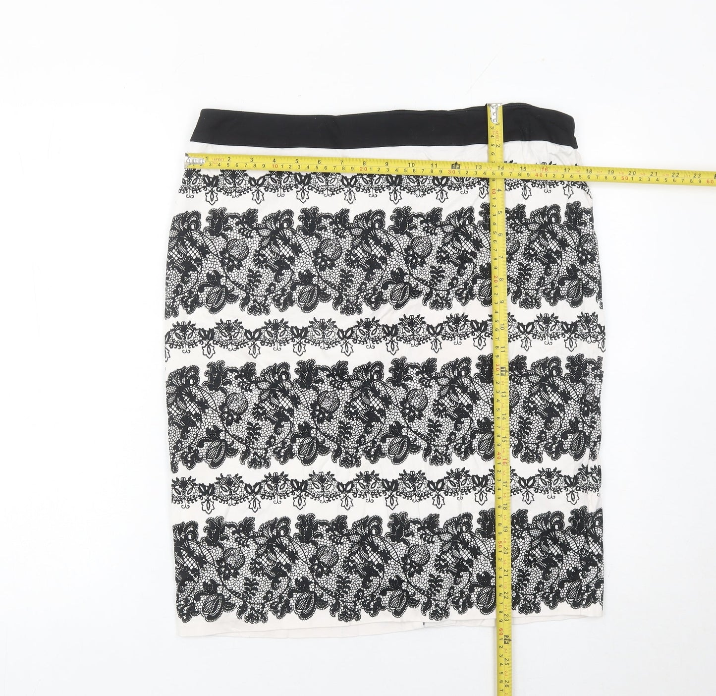 Marks and Spencer Women’s Black White Lace Pencil Skirt UK 14