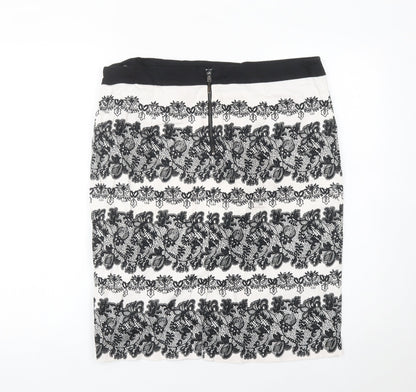 Marks and Spencer Women’s Black White Lace Pencil Skirt UK 14