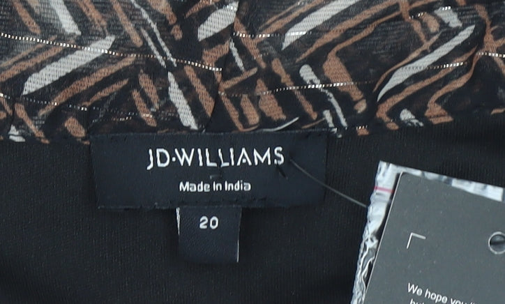 JD Williams Womens Brown Geometric Blouse Size 20 Collared Long Sleeve