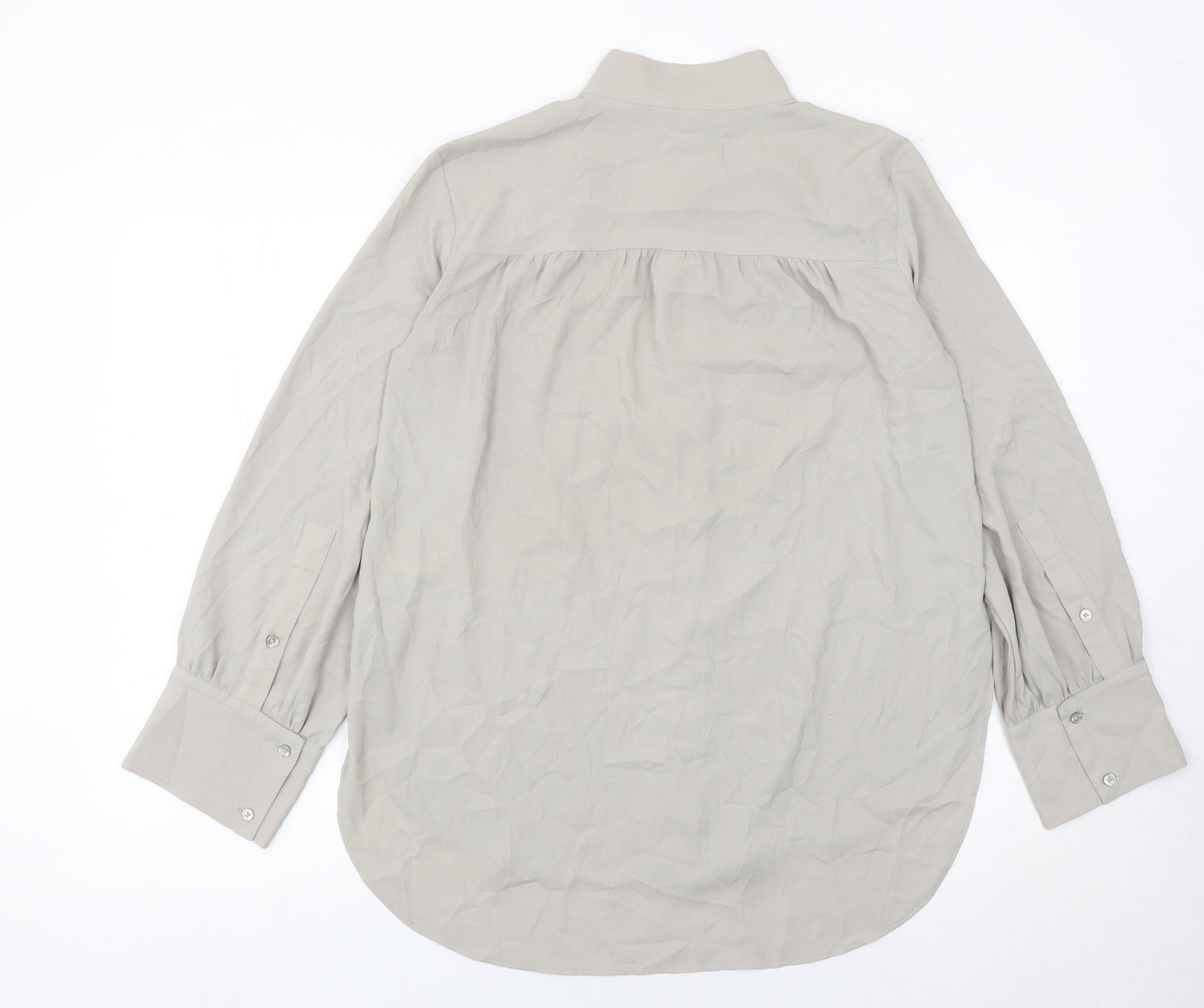 H&M Womens Grey XS Long Sleeve High Neck Blouse Polyester