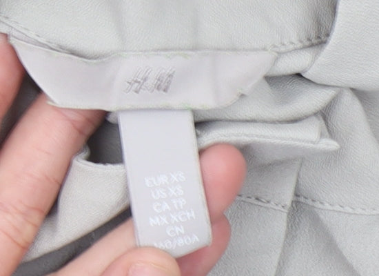 H&M Womens Grey XS Long Sleeve High Neck Blouse Polyester