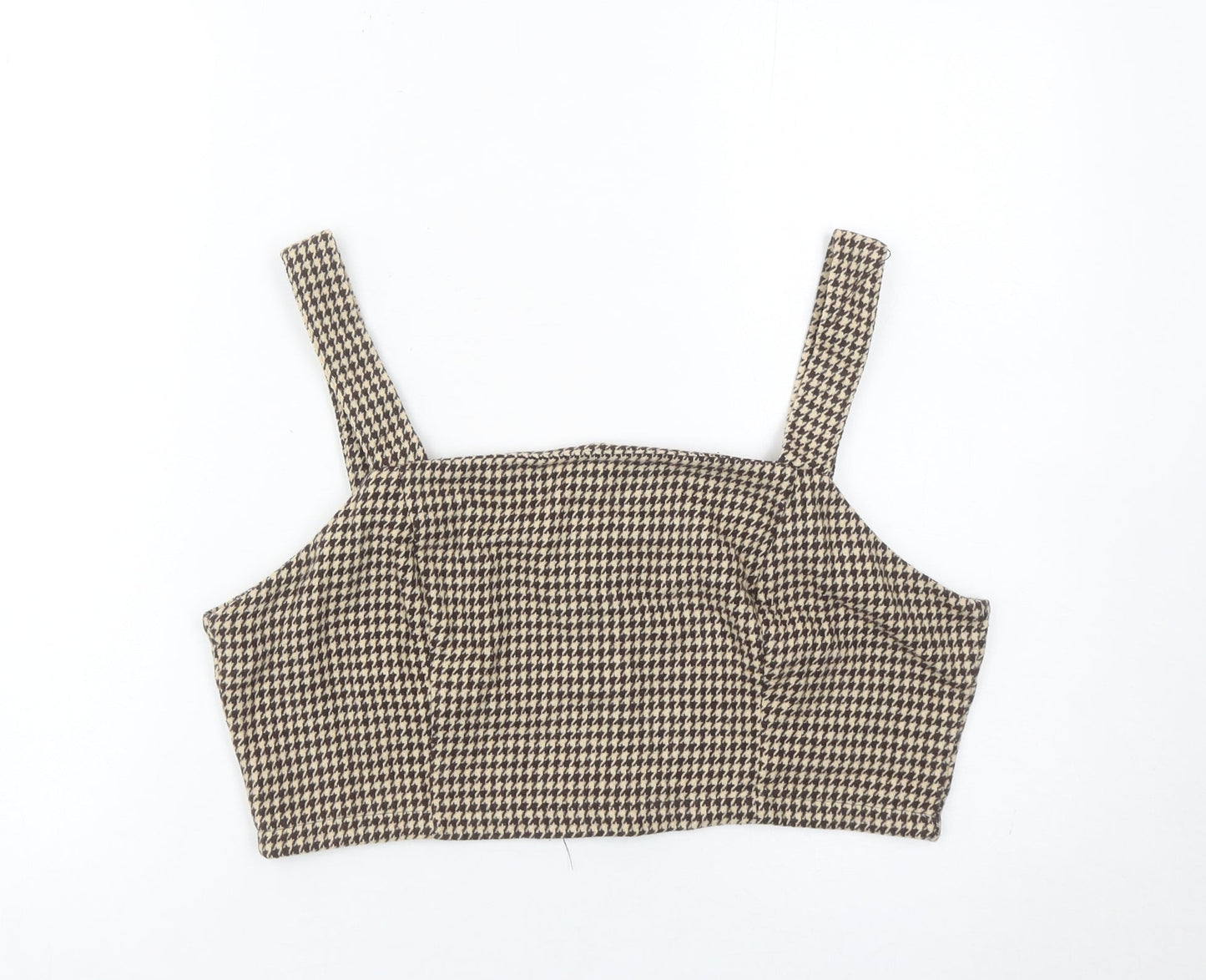 In The Style Women’s Brown Houndstooth Cropped Tank Top Size 16