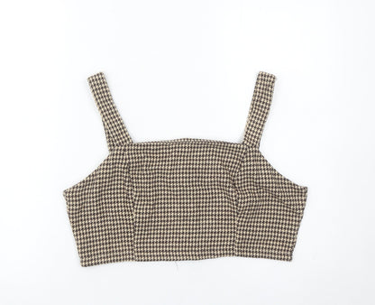 In The Style Women’s Brown Houndstooth Cropped Tank Top Size 16