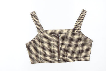 In The Style Women’s Brown Houndstooth Cropped Tank Top Size 16