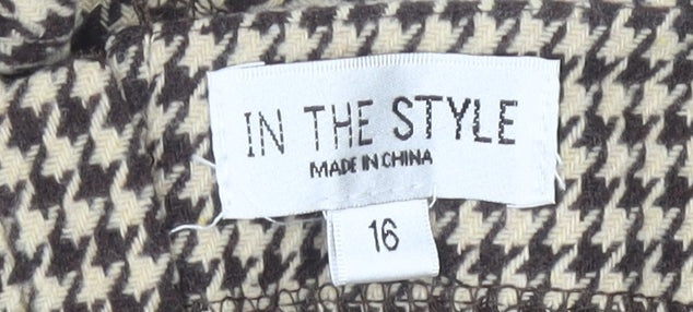 In The Style Women’s Brown Houndstooth Cropped Tank Top Size 16