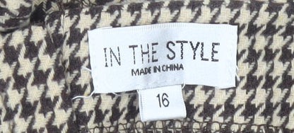 In The Style Women’s Brown Houndstooth Cropped Tank Top Size 16