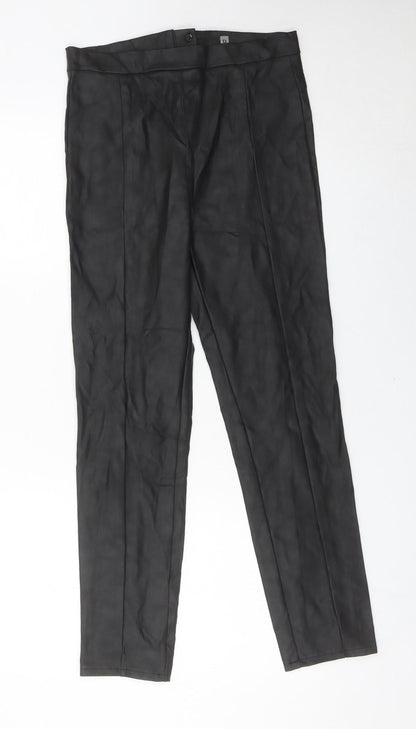 Divided Womens Black Size 10 Slim Fit High Rise Faux Leather Trousers