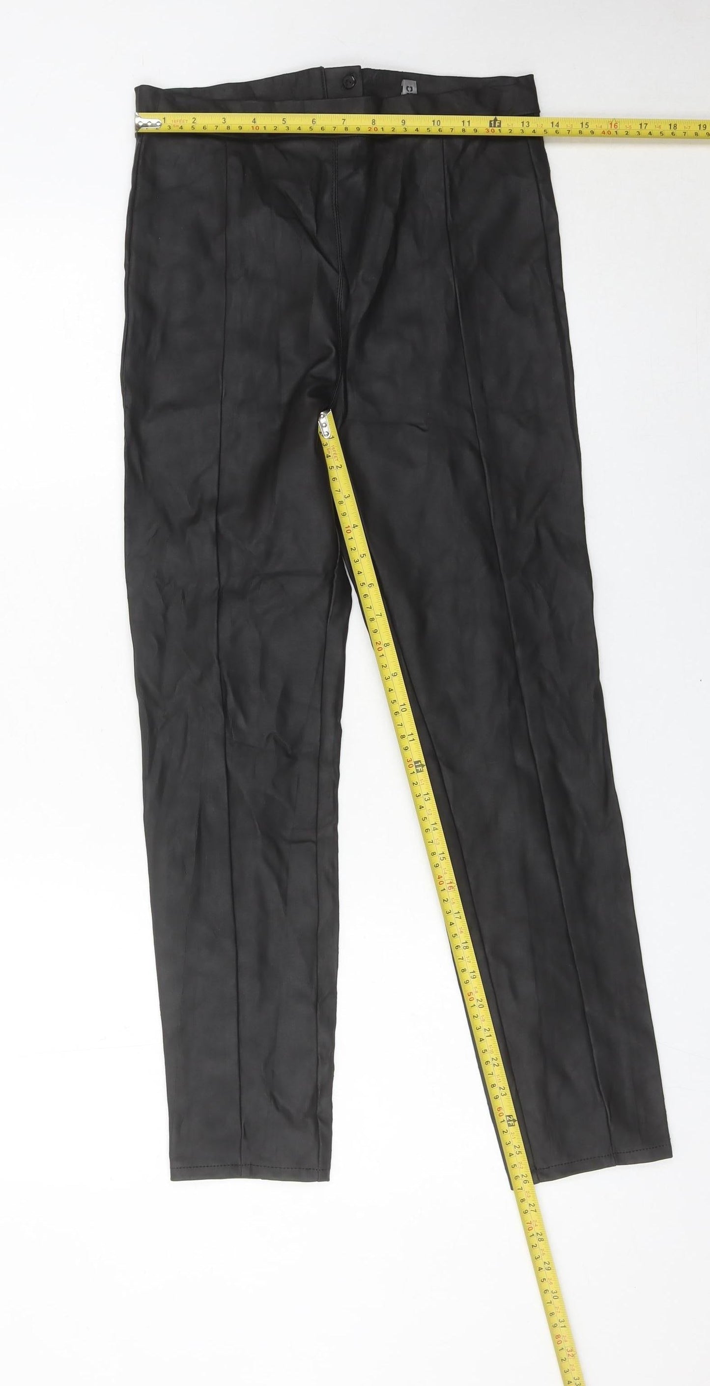 Divided Womens Black Size 10 Slim Fit High Rise Faux Leather Trousers