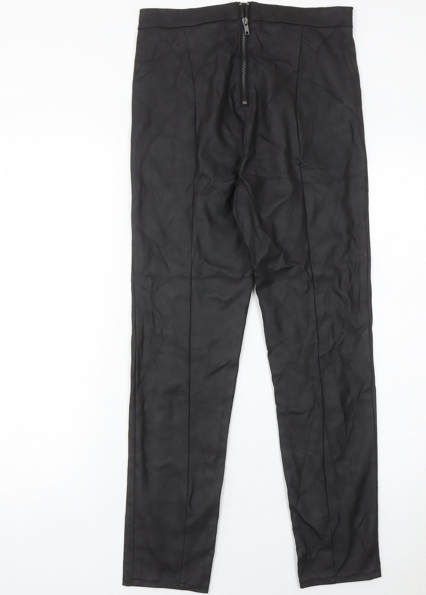 Divided Womens Black Size 10 Slim Fit High Rise Faux Leather Trousers