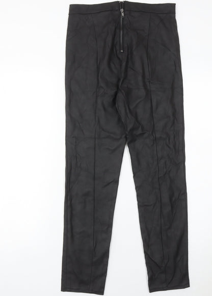 Divided Womens Black Size 10 Slim Fit High Rise Faux Leather Trousers