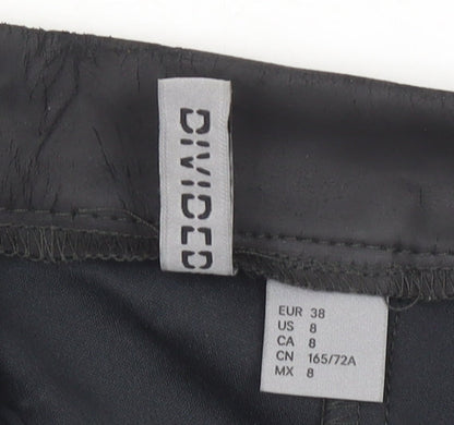 Divided Womens Black Size 10 Slim Fit High Rise Faux Leather Trousers