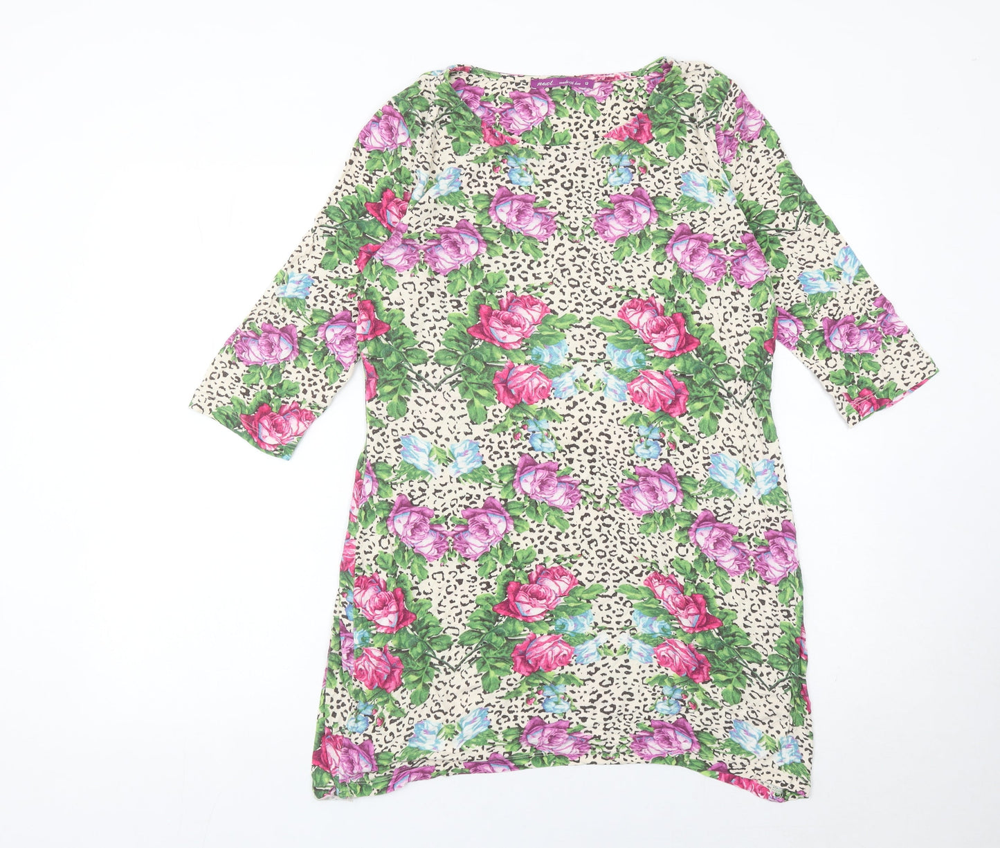 Next Women’s Multicoloured Floral Animal Print Shift Dress Size 12