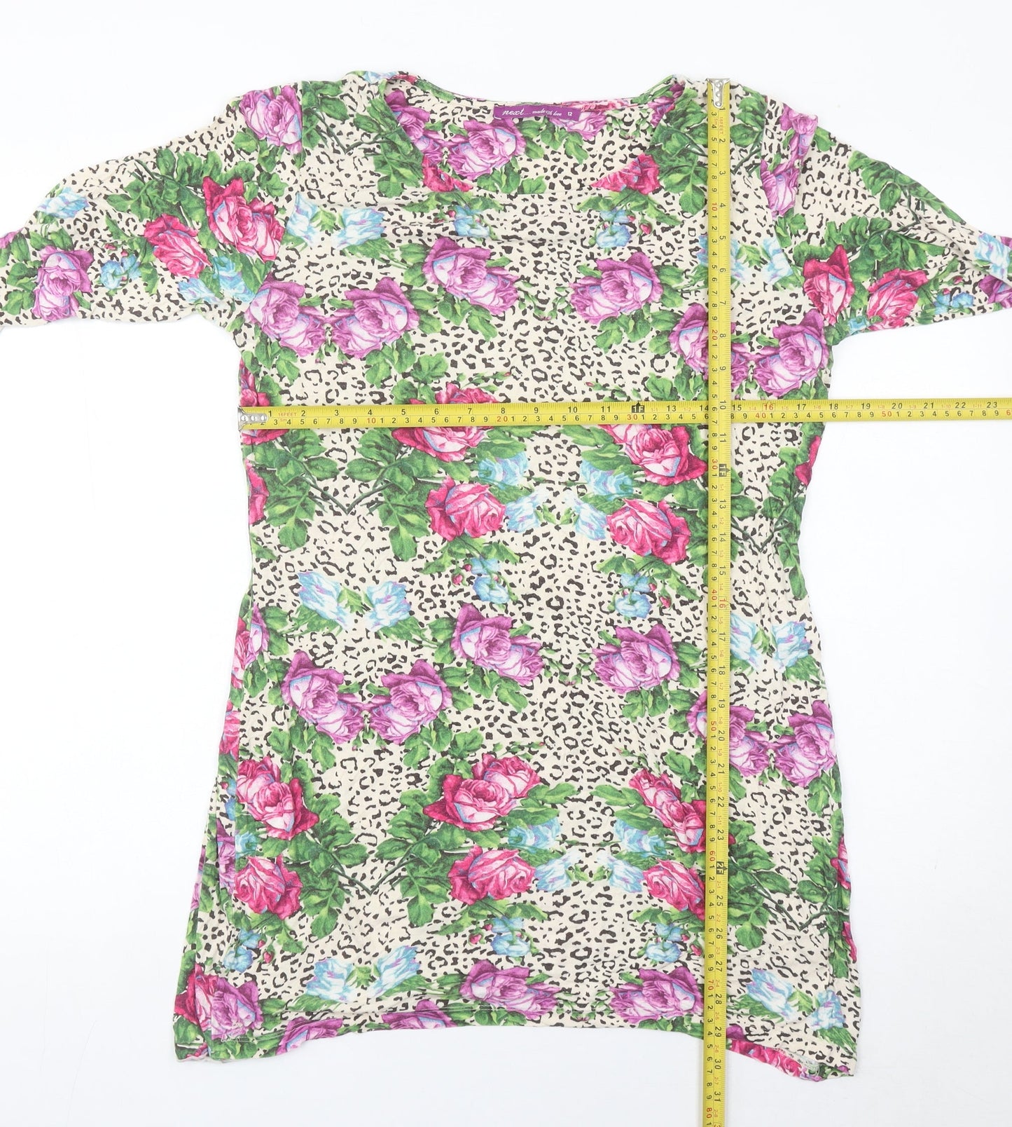 Next Women’s Multicoloured Floral Animal Print Shift Dress Size 12