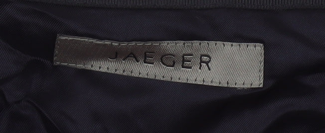 Jaeger Women Black Pinstripe Wool Midi Pencil Skirt UK 14