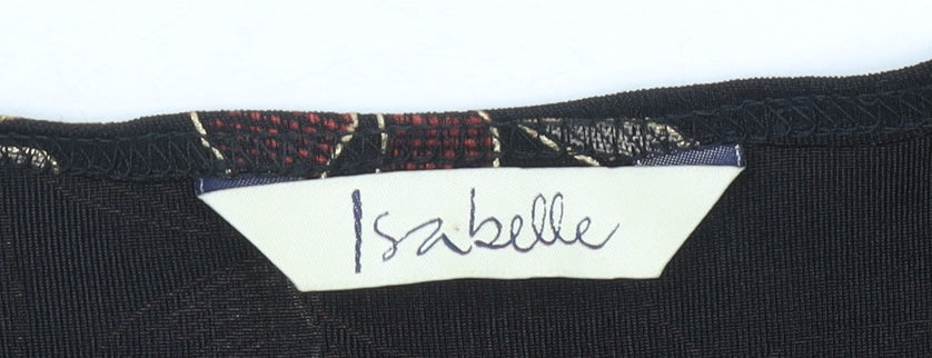 Isabelle Womens Black Red Floral Short Sleeve T-Shirt Size 14