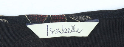 Isabelle Womens Black Red Floral Short Sleeve T-Shirt Size 14