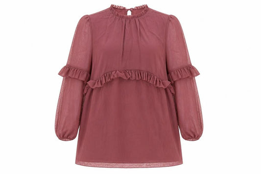 Marks and Spencer Women’s Petite Purple Shift Dress Size 14 Ruffle Long Sleeve