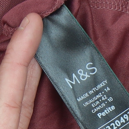 Marks and Spencer Women’s Petite Purple Shift Dress Size 14 Ruffle Long Sleeve