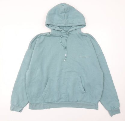 Boohoo Women Green Pullover Hoodie M Regular Fit Cotton Blend