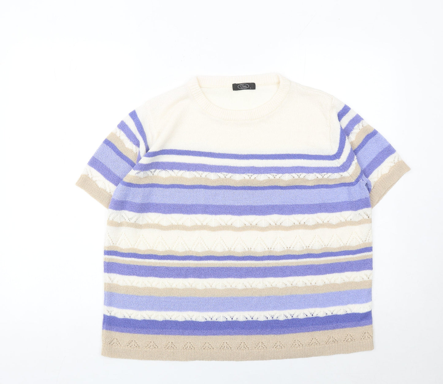 Bm Womens Multicoloured Striped Acrylic Pullover Jumper L