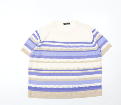 Bm Womens Multicoloured Striped Acrylic Pullover Jumper L