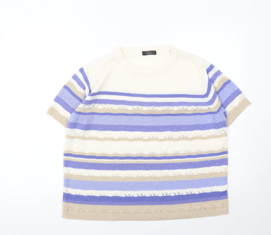 Bm Womens Multicoloured Striped Acrylic Pullover Jumper L