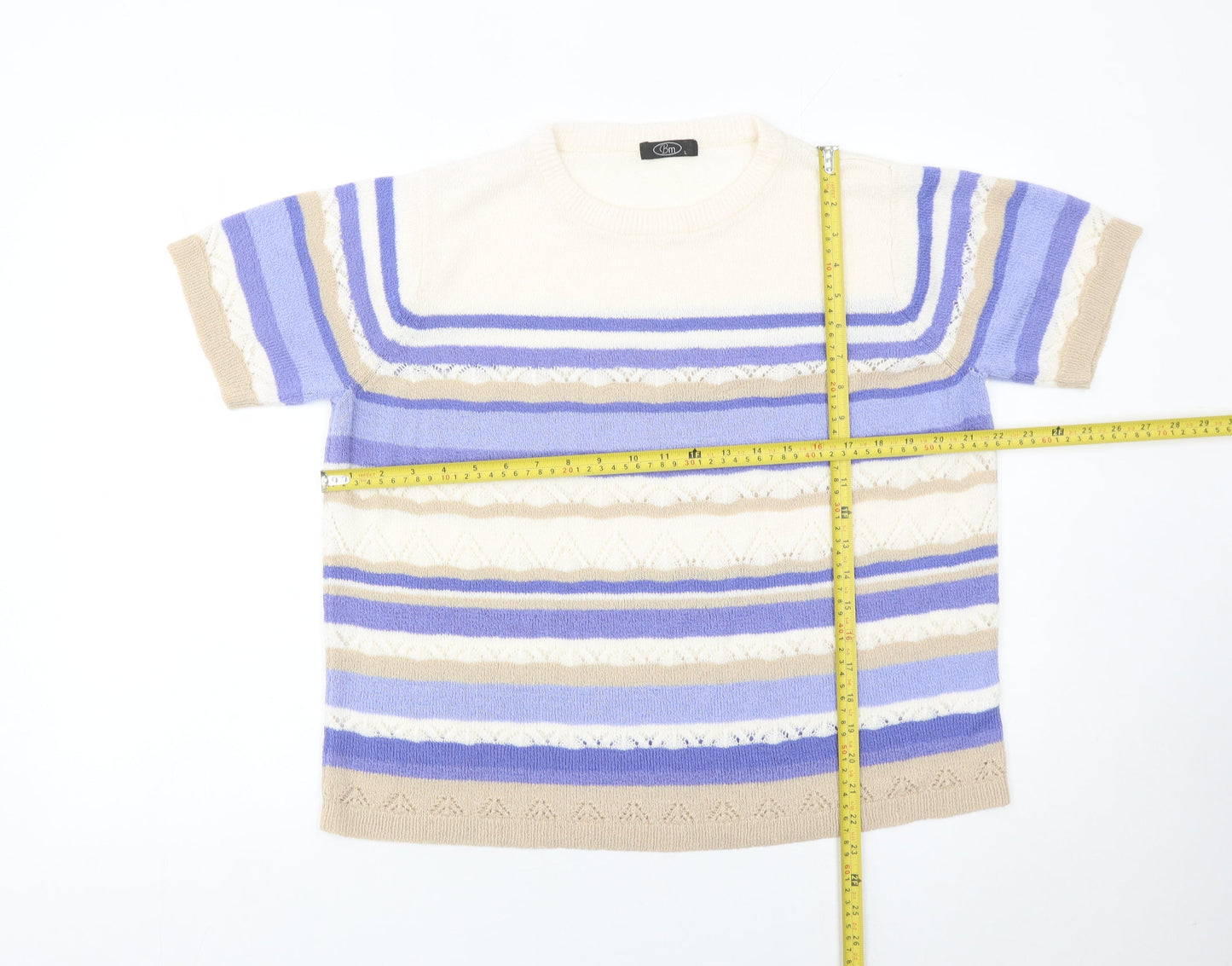 Bm Womens Multicoloured Striped Acrylic Pullover Jumper L