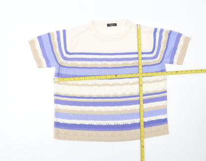 Bm Womens Multicoloured Striped Acrylic Pullover Jumper L