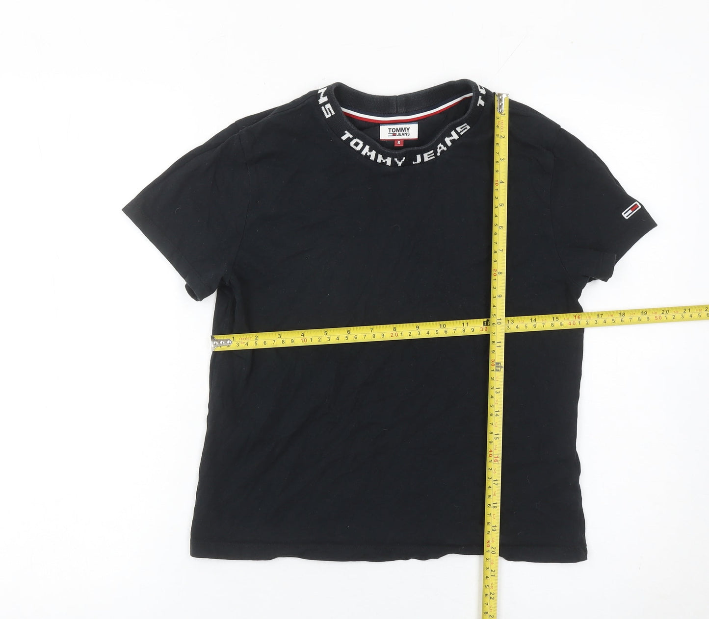 Womens UK Size S Tommy Jeans Black Basic T-Shirt
