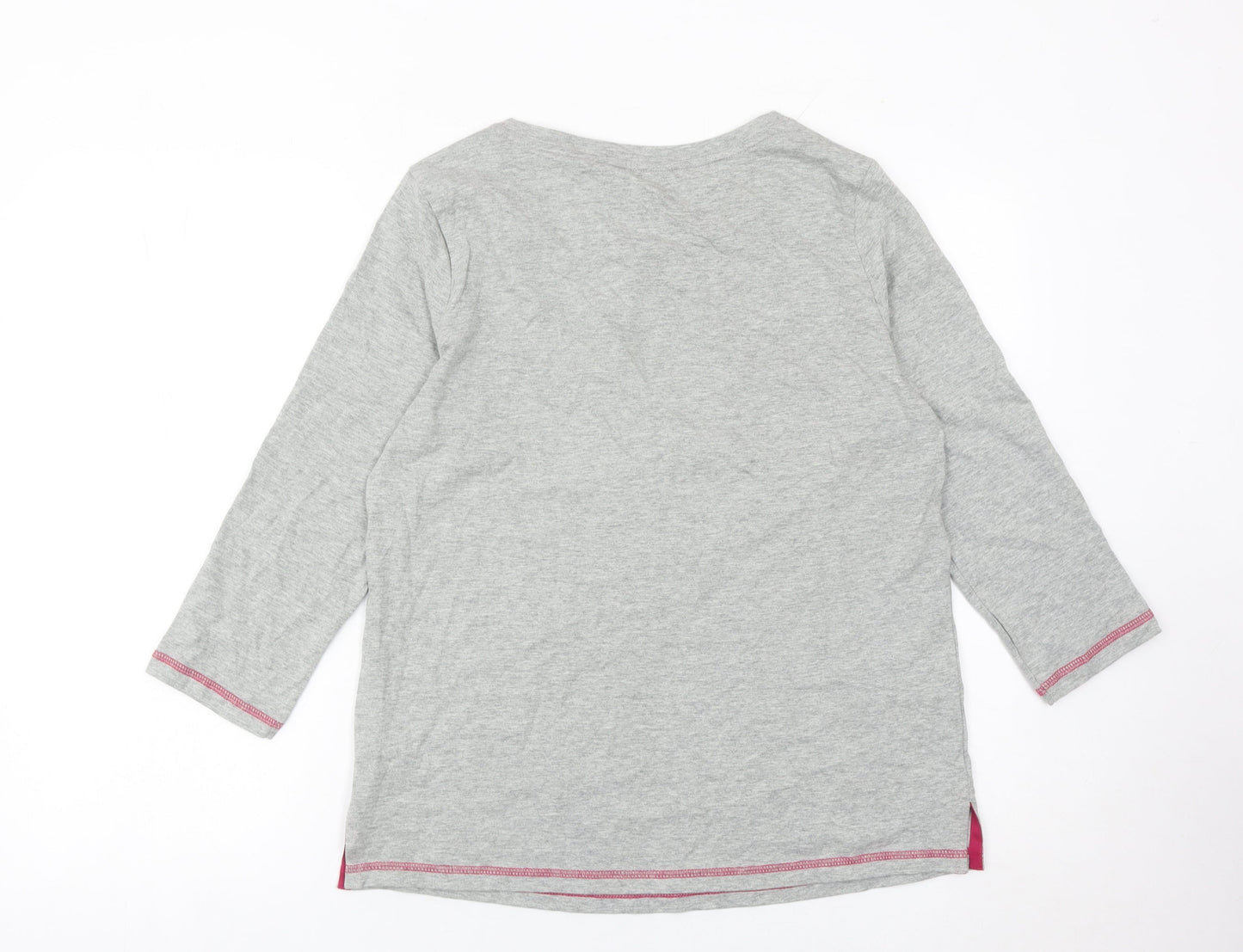 Next Womens Grey 3/4 Sleeve Cotton Christmas Llama T-Shirt Size 12