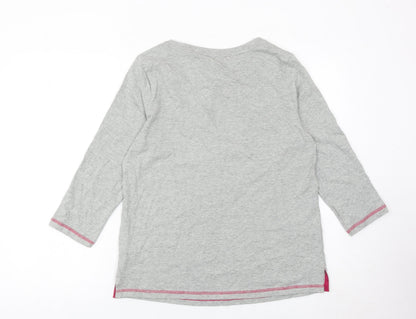 Next Womens Grey 3/4 Sleeve Cotton Christmas Llama T-Shirt Size 12