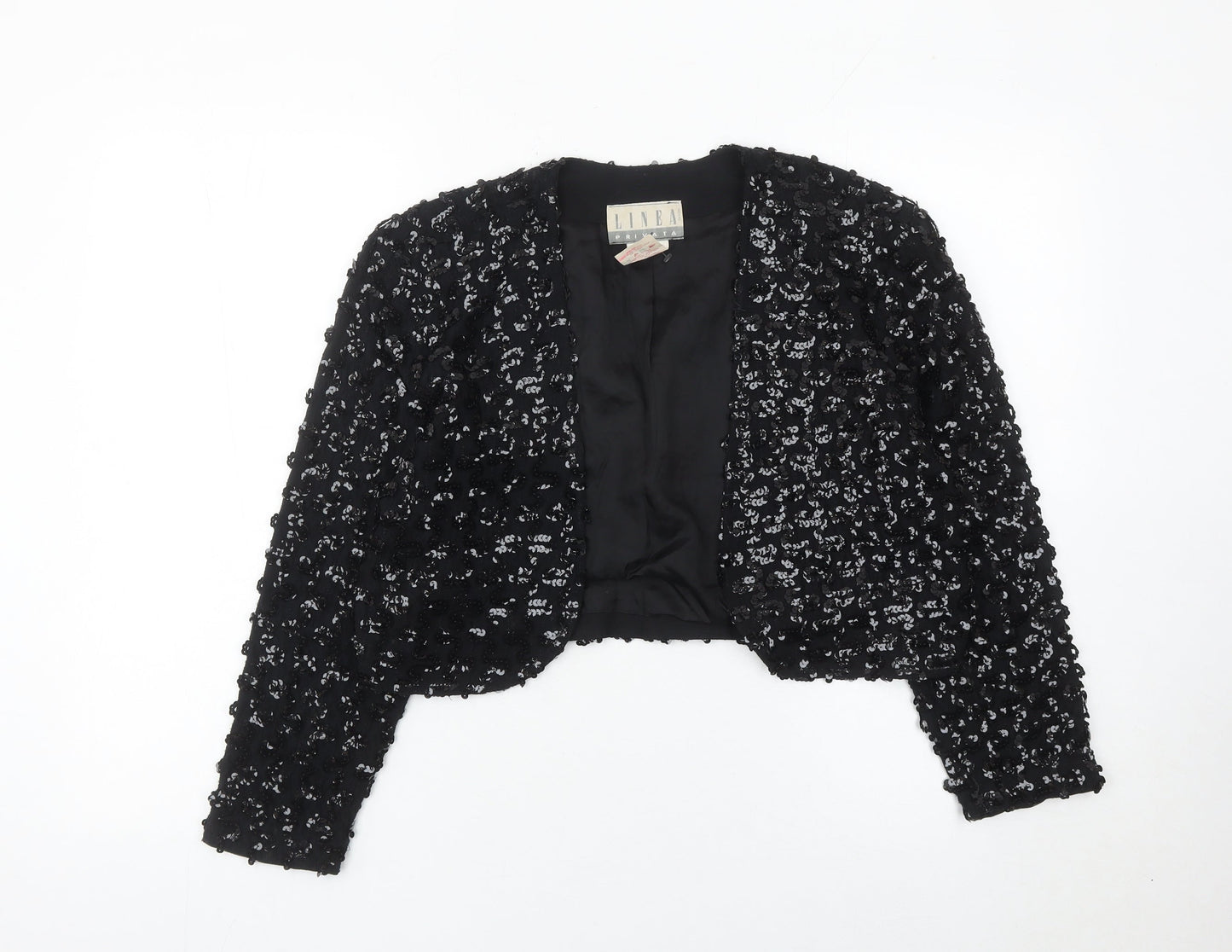 Linea Privata Girls Black Sequin Shrug Long Sleeve Party Cardigan Size 15Y
