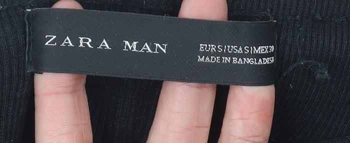 Zara Man Men's Black Jogger Trousers Size S Cotton Blend