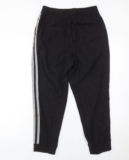Zara Women Black XS Jogger Trousers Striped Casual Tapered