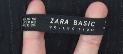 Zara Women Black XS Jogger Trousers Striped Casual Tapered