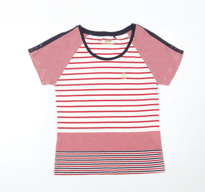 Domani Womens Red White Striped T-Shirt Size 12 Raglan Short Sleeve
