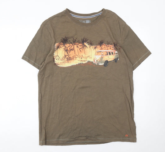 Marks and Spencer Men’s Brown Graphic T-Shirt Large Casual