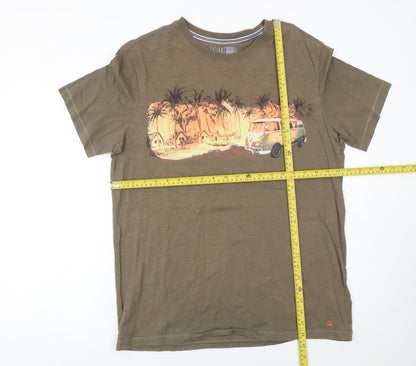 Marks and Spencer Men’s Brown Graphic T-Shirt Large Casual