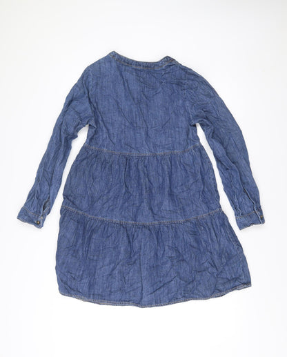 F&F Women’s Blue Denim Shirt Dress UK 6 Long Sleeve Casual