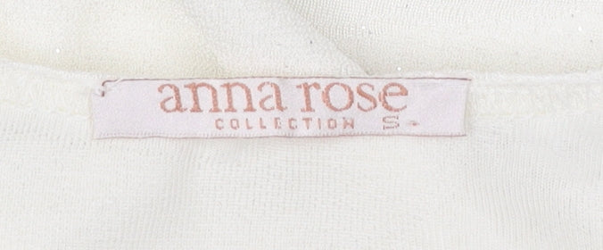 Anna Rose Women’s Ivory Crochet Trim Short Sleeve T-Shirt S