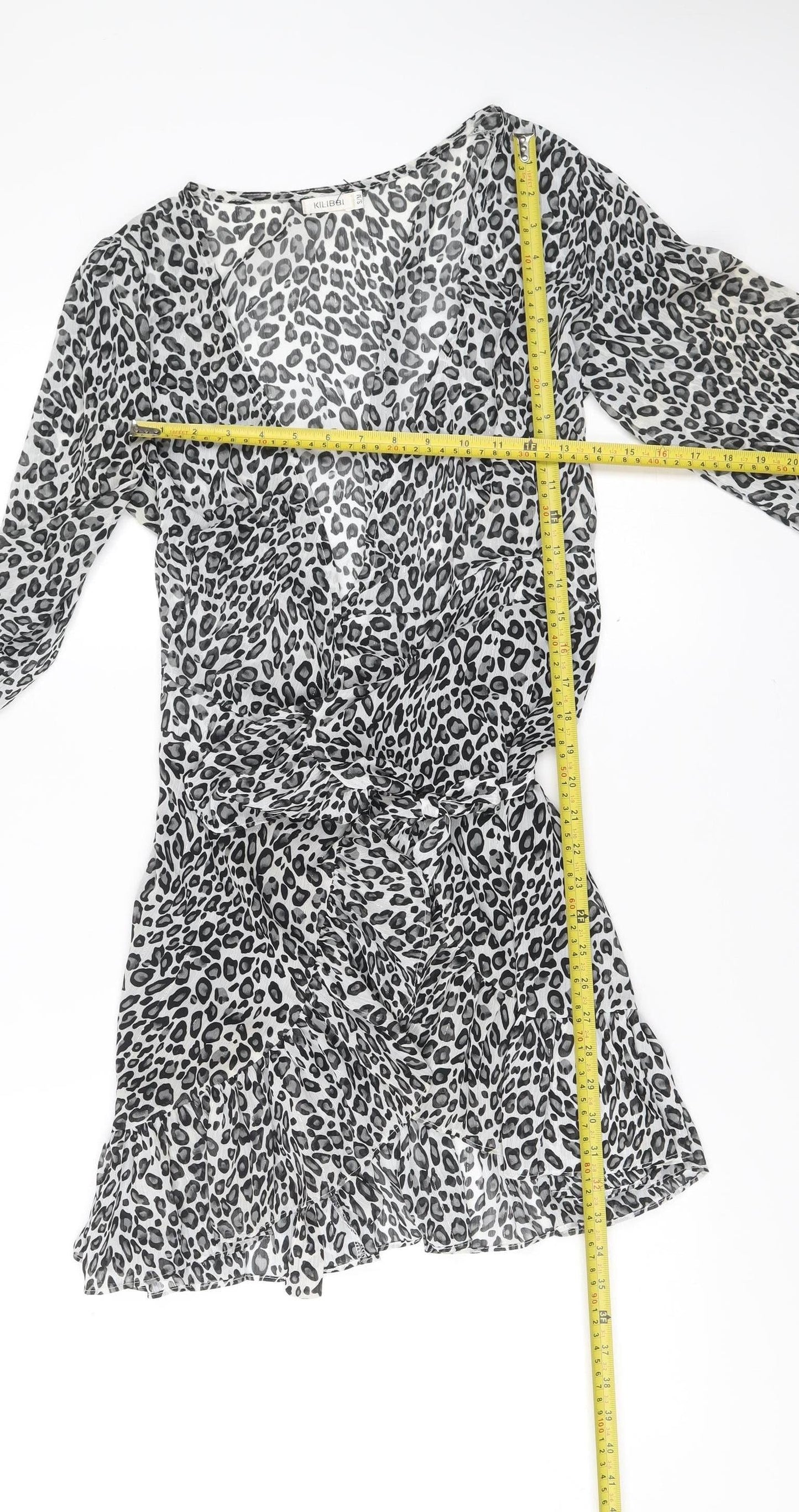 Kilibbi Women's Black Leopard Print Short A-Line Dress S