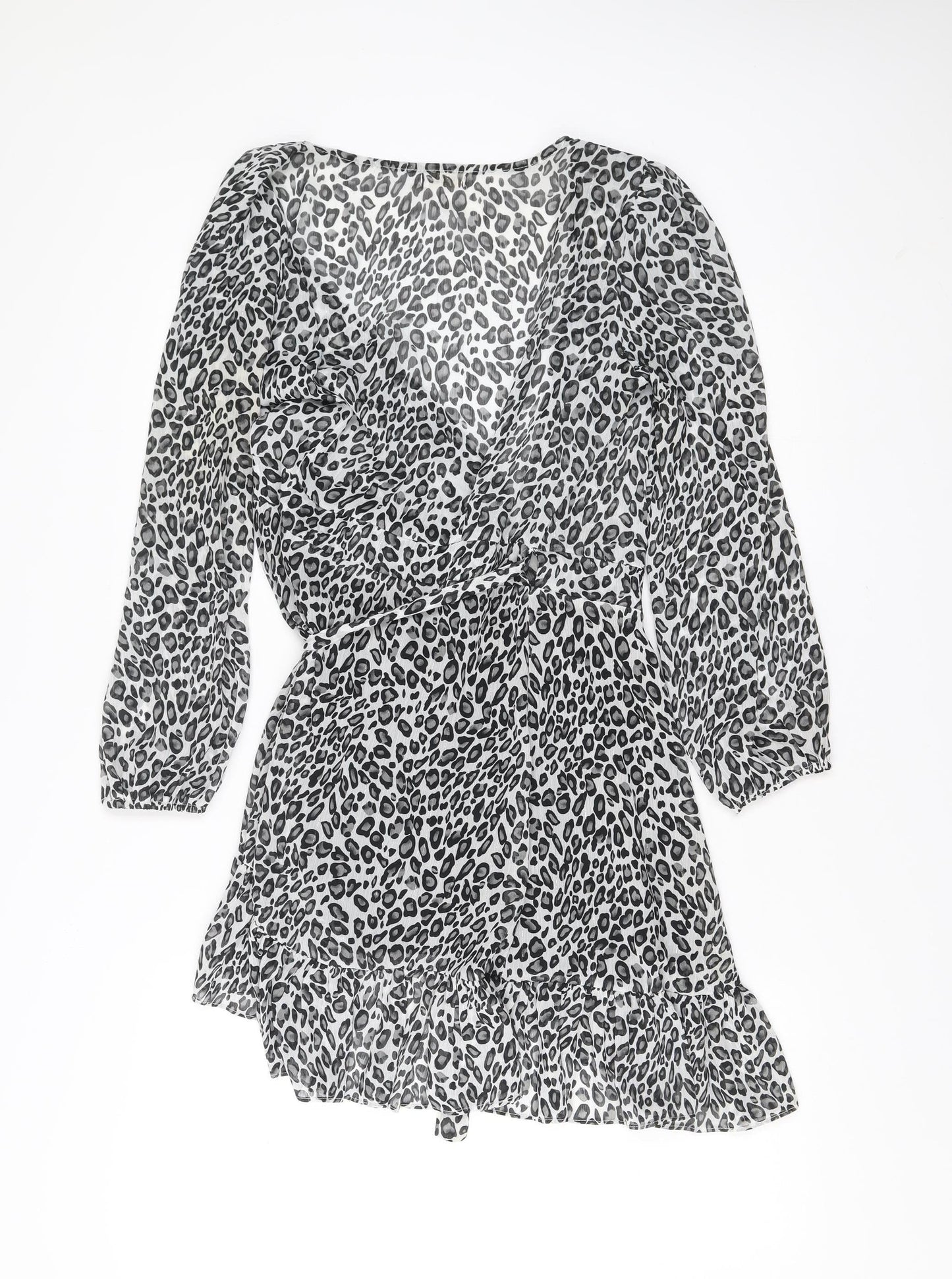 Kilibbi Women's Black Leopard Print Short A-Line Dress S