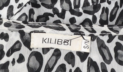 Kilibbi Women's Black Leopard Print Short A-Line Dress S