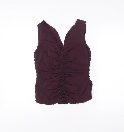 Coast Womens Purple Size 14 Sleeveless V-Neck Ruched Wrap Blouse