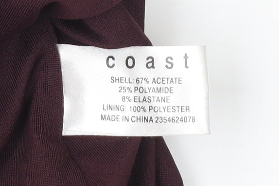 Coast Womens Purple Size 14 Sleeveless V-Neck Ruched Wrap Blouse